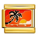 Gold Bottom Tourist Resort Scenery Pattern Italian Module Bracelet DIY Welding Drip Oil Stainless Steel Strap Chain