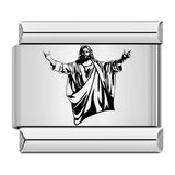 Titanium Steel Laser Engraved Cross Italian Module Bracelet DIY Watch Strap Chain Italian Charms