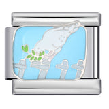 Italian Module Bracelet Peace Series Stainless Steel Welding Drip Oil Pattern DIY Elastic Splicing Strap Chain