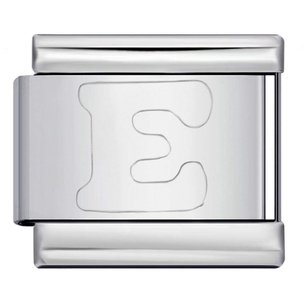 New Non Dripping Oil Series Bracelet Titanium Steel Concave 26 English Letter DIY Italian Module Bracelet Accessories