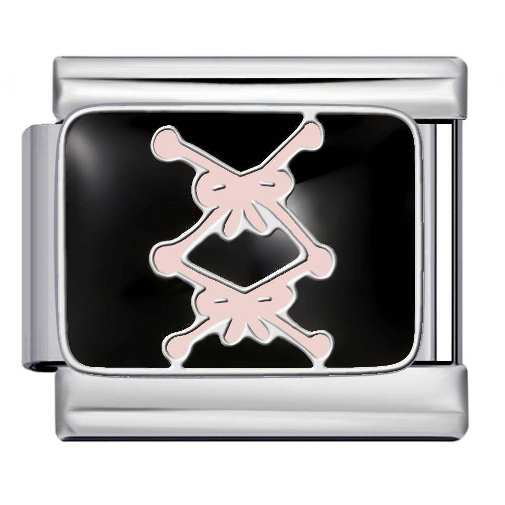 Pink Pattern Italian Module Bracelet Titanium Steel Welding Drip Oil Pattern DIY Bracelet Gift for Girls