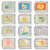 New Italian Module Bracelet Beach Camping Titanium Steel Drip Oil Cartoon Pattern DIY Welding Bracelet Accessories