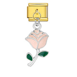 Italian Charm Module Bracelet Single Flower Handmade Pendant Titanium Steel Strap Chain