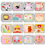 Colorful Childhood Toys Italian Module Bracelet Titanium Steel Welding Drip Oil Pattern DIY Bracelet Gift for Girls