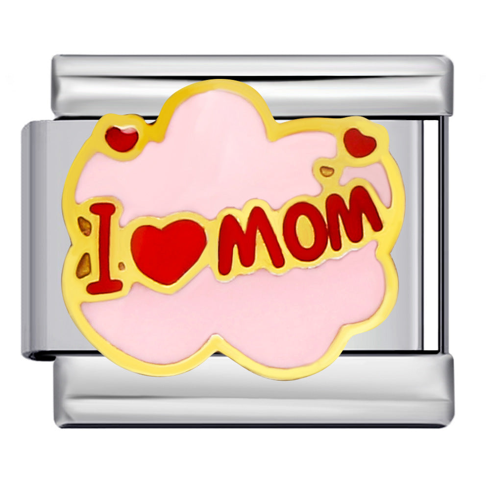 New Warm Mother's Day Series Bracelet Titanium Steel Gold Plated Welding Pattern DIY Italian Module Bracelet