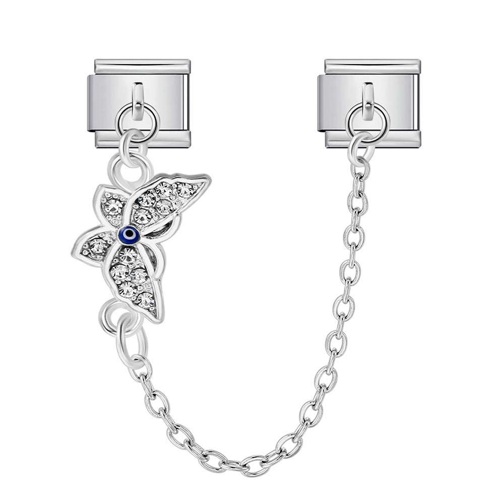 New Gold and Silver Devil's Eye Hook Chain Bracelet Stainless Steel DIY Elastic Italian Module Bracelet