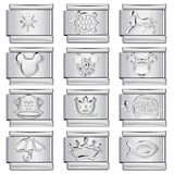 Convex Silver Stamping Pattern Italian Module Bracelet DIY Titanium Steel Bracelet Italian Charms