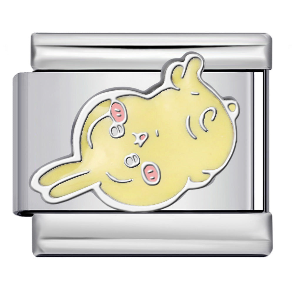 Titanium Steel Welding Drip Oil DIY Italian Module Bracelet Cute Cartoon Pattern Best Friend Girl Birthday Gift