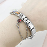 Double Hooked 12 Birthday Stone Italian Module Bracelet Creative DIY Elastic Splicing Titanium Steel Strap Chain