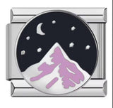 New River, Mountain, Seaside Scenery Italian Module Bracelet with Gold Plating and Oil Dripping DIY Welding Stainless Steel Bracelet