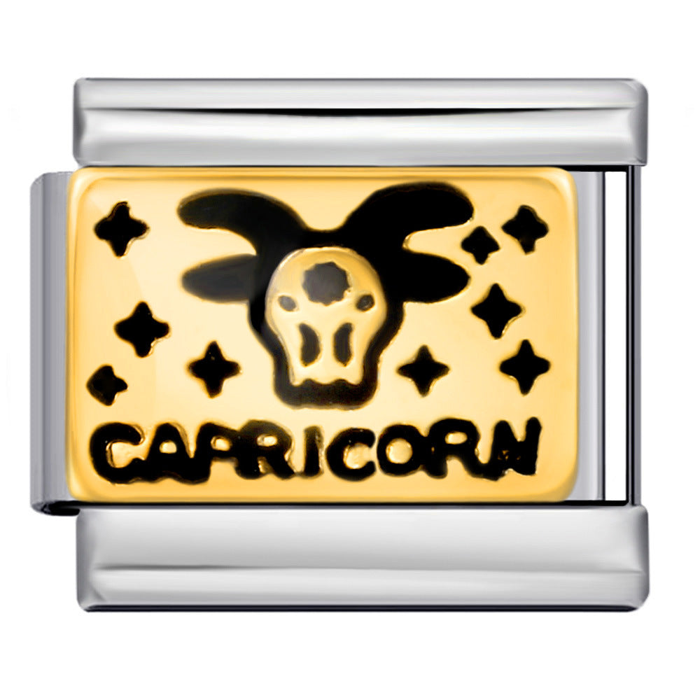 12 Zodiac Sign Italian Modular Bracelet Stainless Steel Gold Plated Enamel DIY Charm Bracelet Jewelry