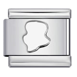 Concave Silver Titanium Steel Stamping Pattern DIY Italian Module Bracelet Italian Charm Bracelet