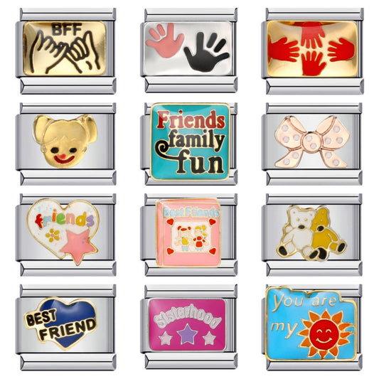 Italian Charm Bracelet Titanium Steel Gold Plated DIY Welded Friendship Series