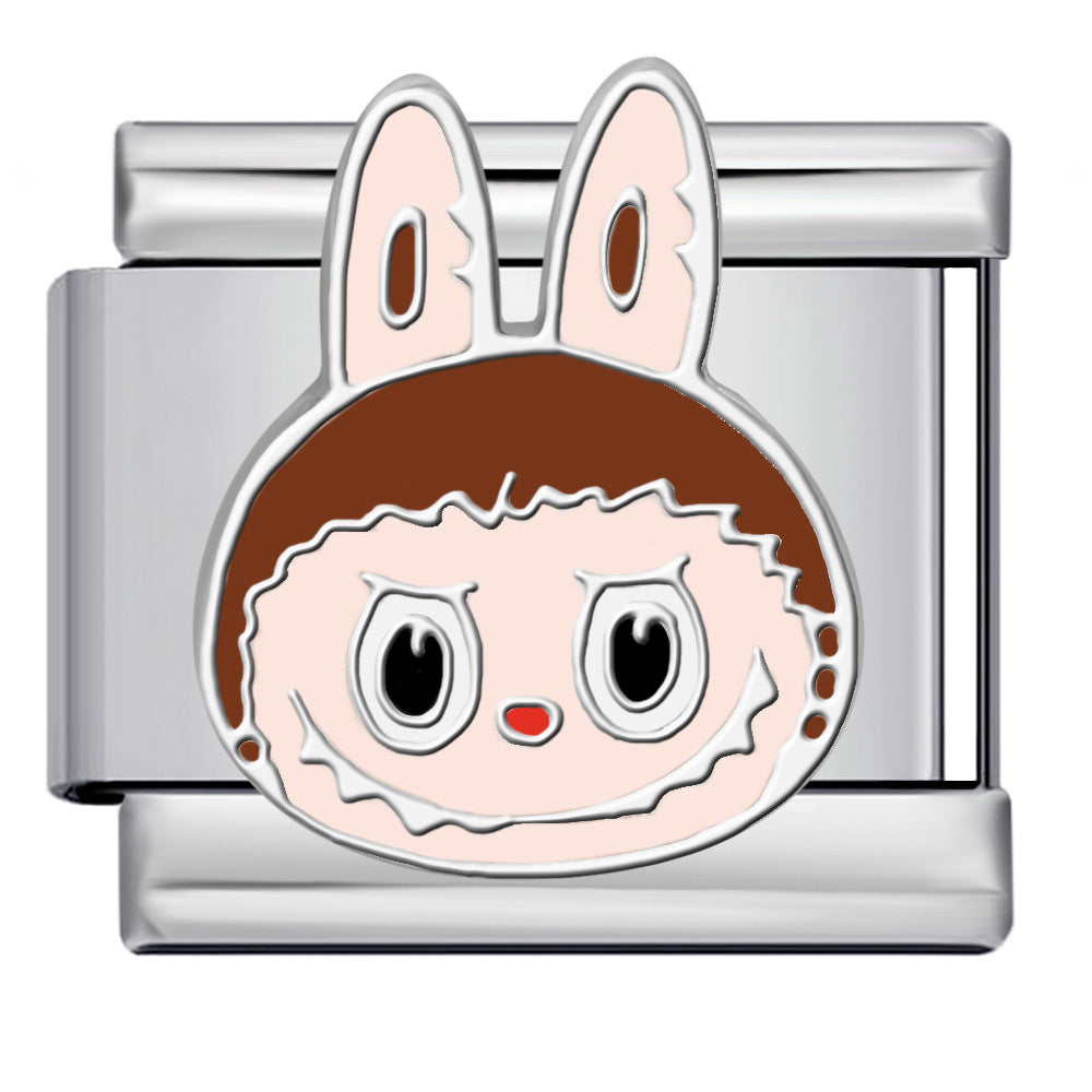 Cartoon Character Italian Module Bracelet Stainless Steel Welding Pattern DIY Elastic Splicing Versatile Bracelet