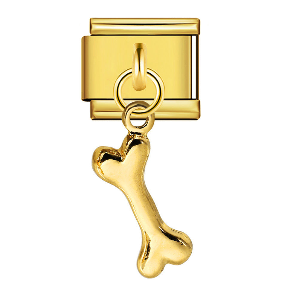 Charm Pendant Hook Style Italian Module Bracelet Titanium Steel Drip Oil Pattern DIY Bracelet Gift for Girls