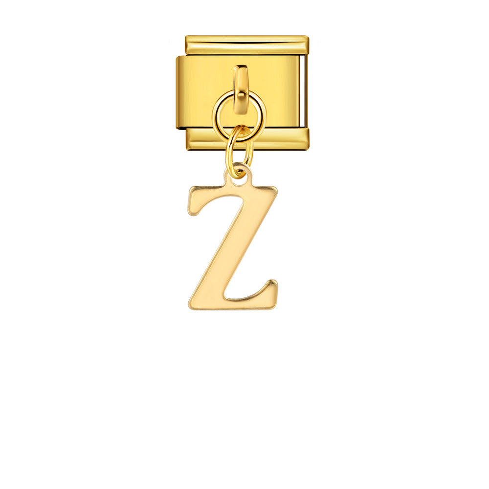 Gold Simplified Letter Italian Module Bracelet Stainless Steel Handmade Hook DIY Splicing Assembly Bracelet