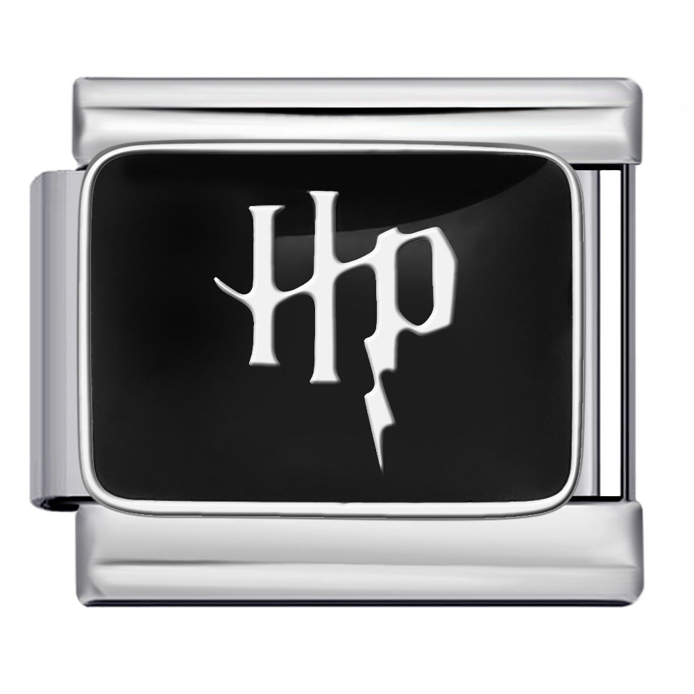 Personalized Pattern Italian Module Bracelet Stainless Steel Welding Drip Oil Cartoon DIY Elastic Splicing Bracelet