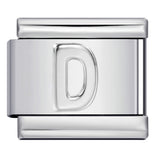 Italian Stainless Steel Silver Raised 26 Letter DIY Module Bracelet with Free Splicing Elastic Watch Strap