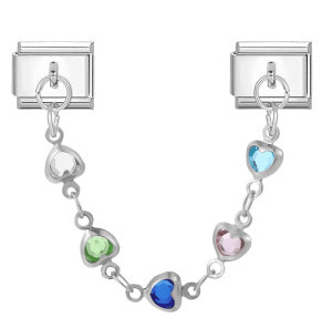 Double Hook Italian Modular Bracelet with Heart Pendant Chain Link Titanium Steel DIY Jewelry