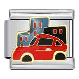 Hot Selling Fire Truck Train Italian Modular Bracelet DIY Titanium Steel Welding Gold Plated Drip Oil Bangle