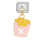 Gourmet Series Burger Fry Pendant Italian Module Bracelet Welding Drip Oil DIY Titanium Steel Strap Chain