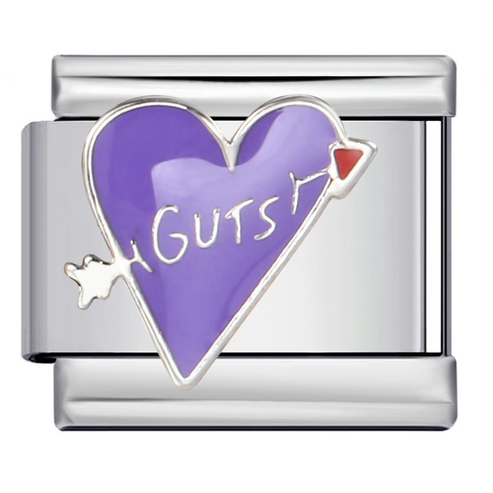 Colorful Drip Oil Love Element Italian Module Bracelet Welding Pattern DIY Elastic Splicing Stainless Steel Bracelet