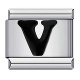 New Titanium Steel Black Alphabet DIY Italian Charm Bracelet Custom Name Link Chain