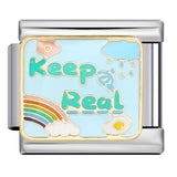 Stainless Steel Welded Gold-Plated Drip Oil DIY Personalized English Elastic Patchwork Bracelet - Italian Module Wholesale