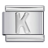 Italian Stainless Steel Silver Raised 26 Letter DIY Module Bracelet with Free Splicing Elastic Watch Strap