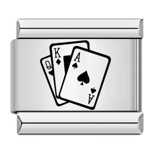 Cross Border Hot Selling Laser Engraving Chess and Card Entertainment Pattern Titanium Steel DIY Italian Module Bracelet Wholesale