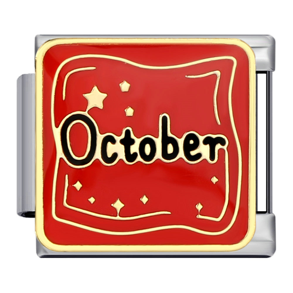 New Month Of The Year Italian Modular Bracelet Titanium Steel Gold Plated Welded Pattern DIY Stretch Splice Watch Band Chain