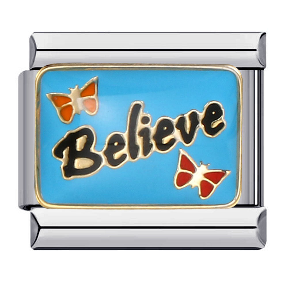 Long Letter Titanium Steel Welding Drip DIY Italian Module Bracelet Italian Charm Bracelet