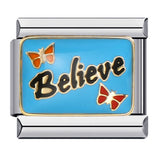 Long Letter Titanium Steel Welding Drip DIY Italian Module Bracelet Italian Charm Bracelet