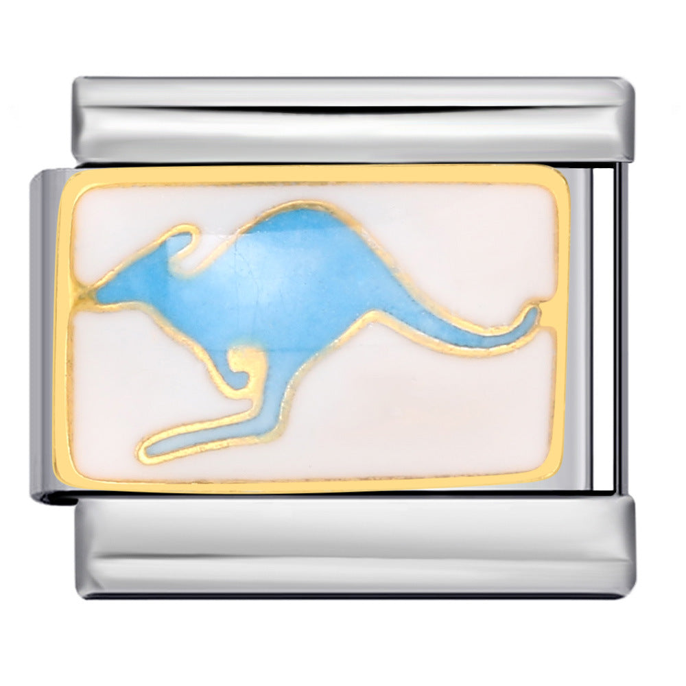 Stainless Steel Welding Drip Oil Animal DIY Italian Module Bracelet Italian Charm Bracelet