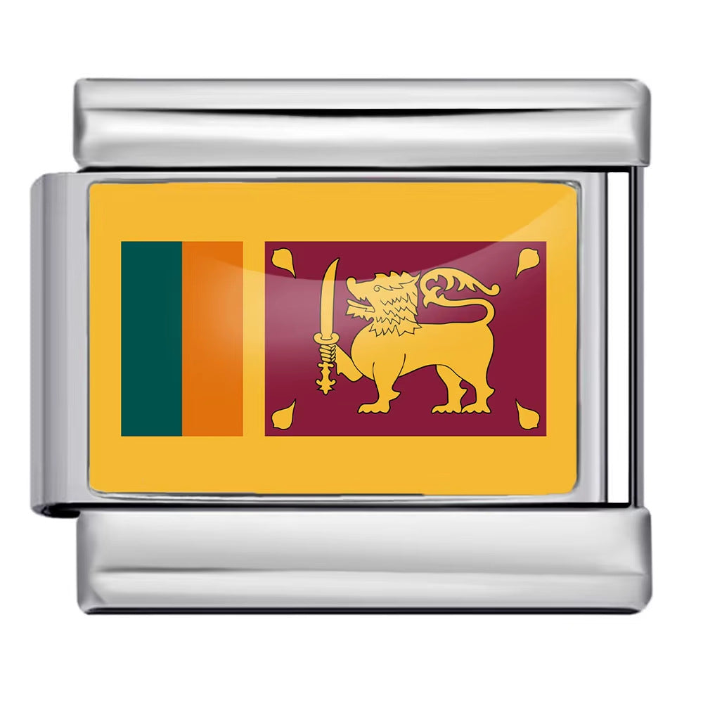 Hot Selling New World Flag Photo Dropper Series Titanium Steel DIY Italian Module Bracelet Accessories Wholesale