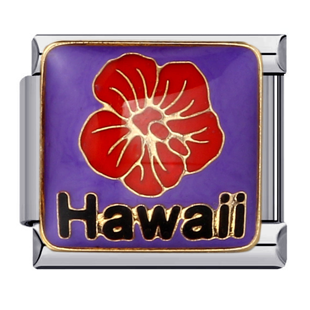 New Stainless Steel Welded Drip Oil Mysterious Purple DIY Italian Modular Bracelet Italian Charm