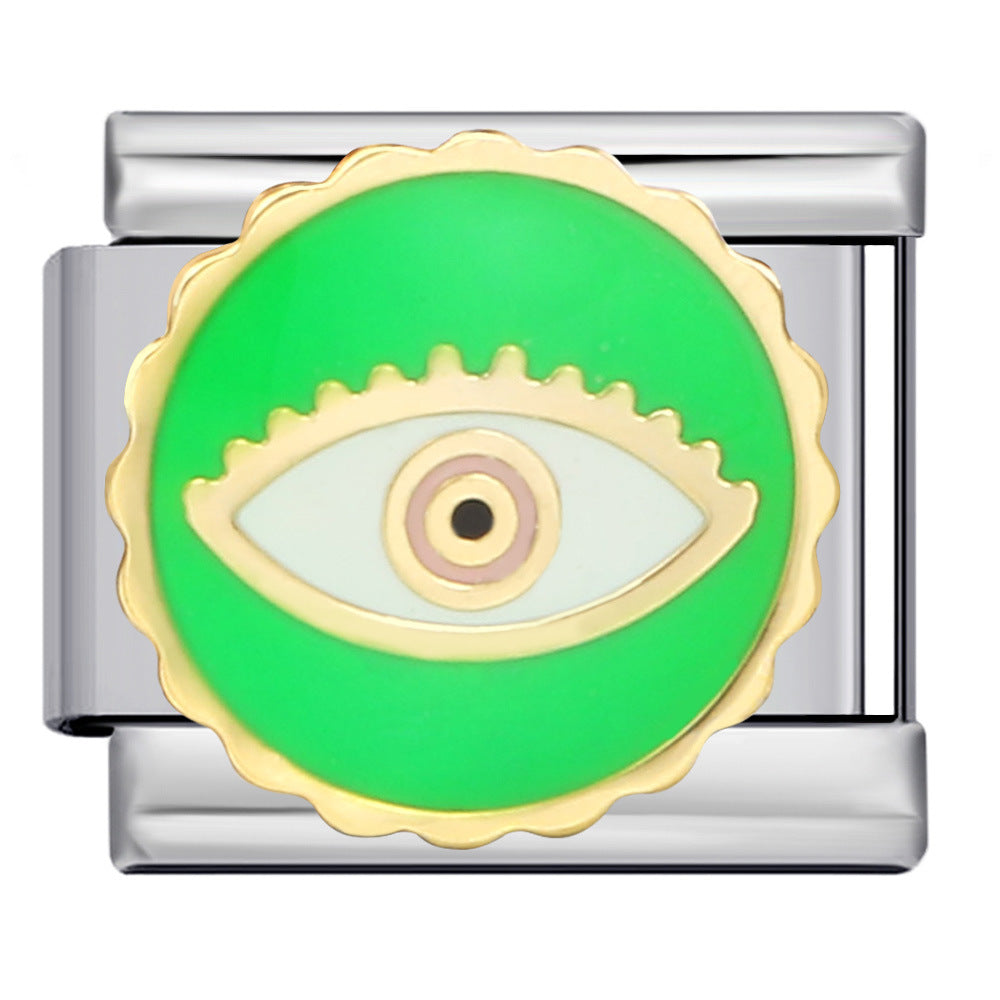 Italian Module Bracelet Devil's Eye Titanium Steel Welding Drip Oil Pattern DIY Elastic Splicing Personalized Strap Chain