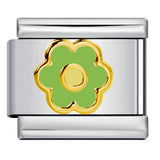 Color Drip Oil Petal Stamping Series DIY Italian Module Bracelet Titanium Steel Gold Plated Elastic Splicing Bracelet