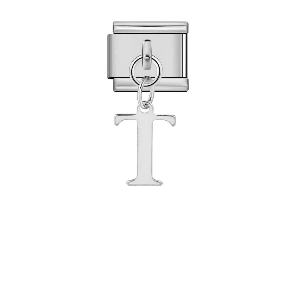 Silver Simplified Letter Italian Module Bracelet Titanium Steel Handmade DIY Hook Elastic Splicing Bracelet Accessories