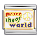 Italian Module Bracelet Peace Series Stainless Steel Welding Drip Oil Pattern DIY Elastic Splicing Strap Chain