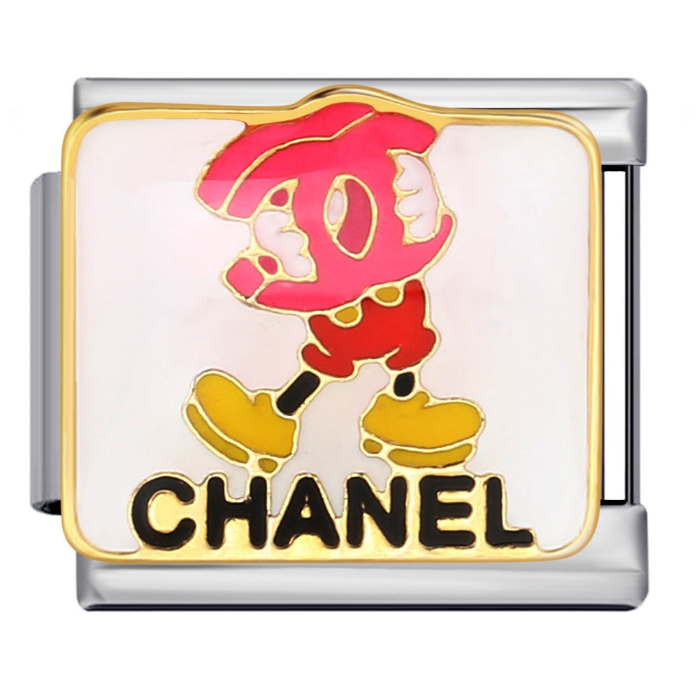 New DIY Italian Modular Bracelet Titanium Steel Gold Plated Welded Pattern Strap Chain Fashion Link Bracelet