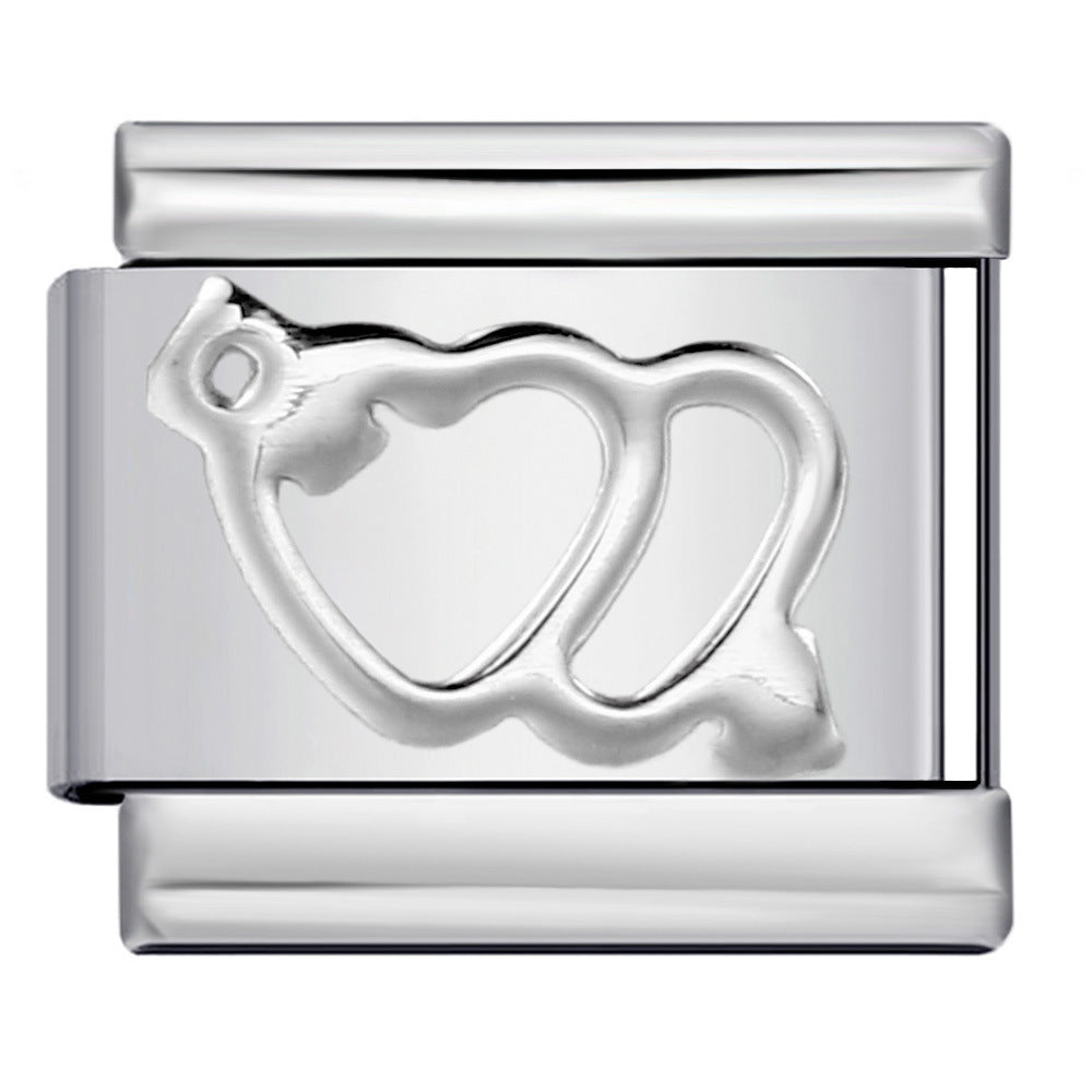 Titanium Steel Gold Silver Stamping Pattern DIY Italian Module Bracelet Italian Charm Bracelet