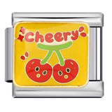 Bow & Cherry Pattern Italian Module Bracelet Titanium Steel Welded Drip-Oil DIY Bracelet Women's Jewelry