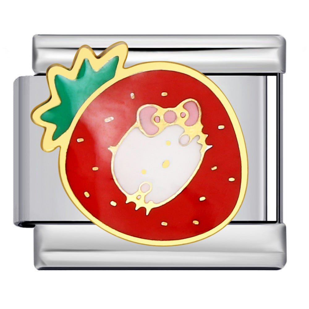 Cute Cartoon Cat Titanium Steel Welded Drip Bracelet DIY Italian Modular Charm Friendship Gift for Besties