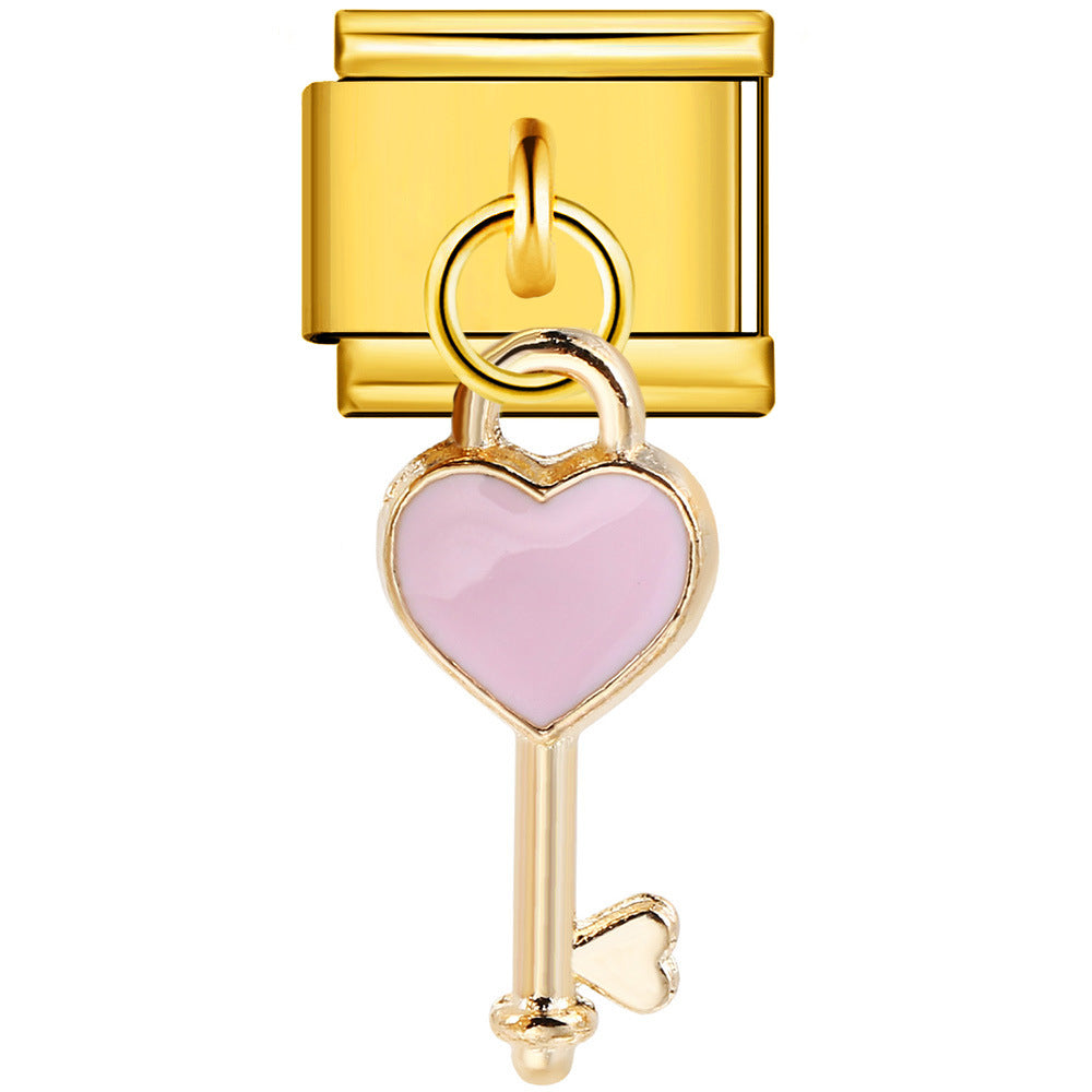 Italian Charm Module Bracelet Single Hook Pendant Series Stainless Steel Elastic Splicing Strap Chain