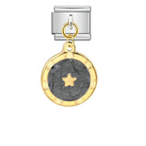 Round Pendant with Gold and Silver Base, Italian Module Bracelet, Titanium Steel Drip Oil Hook, Fashionable DIY Versatile Bracelet