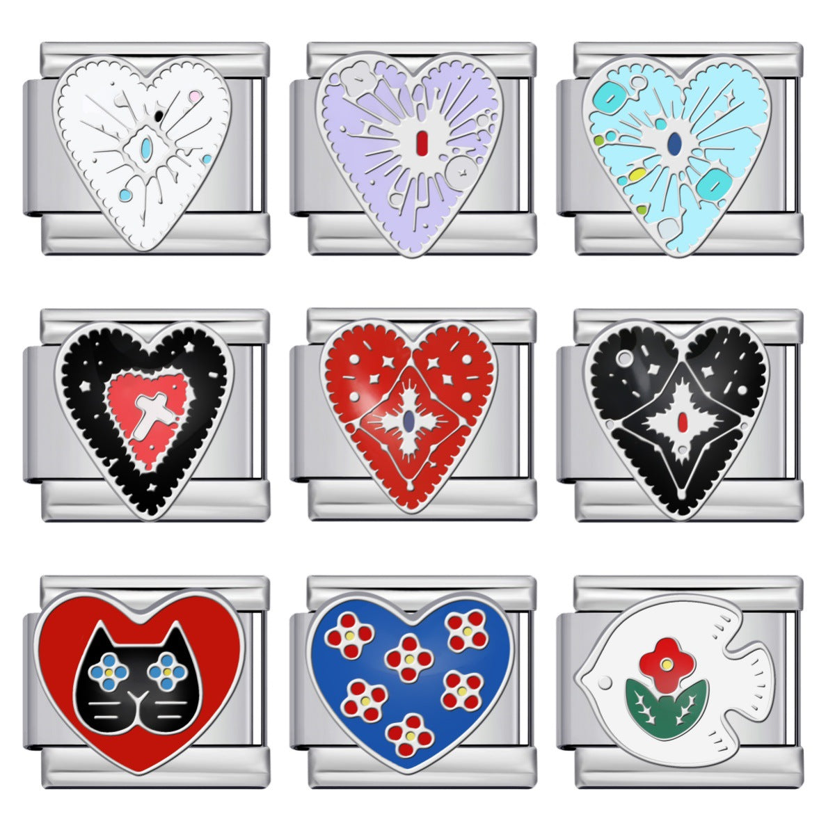 New Love Pentagram Italian Module Bracelet Titanium Steel Welding Drip Oil DIY Bracelet Little Fairy Gift