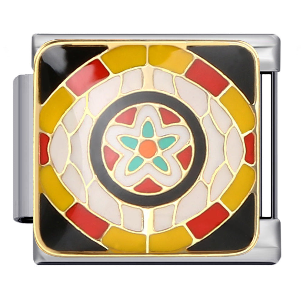 New Arab Culture Italian Module Bracelet Stainless Steel Welding Drip Oil DIY Elastic Bracelet