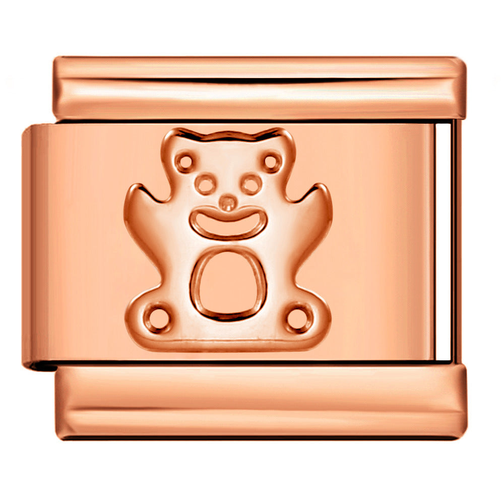 Rose Gold Titanium Steel Stamping Pattern DIY Italian Module Bracelet Italian Charm Bracelet