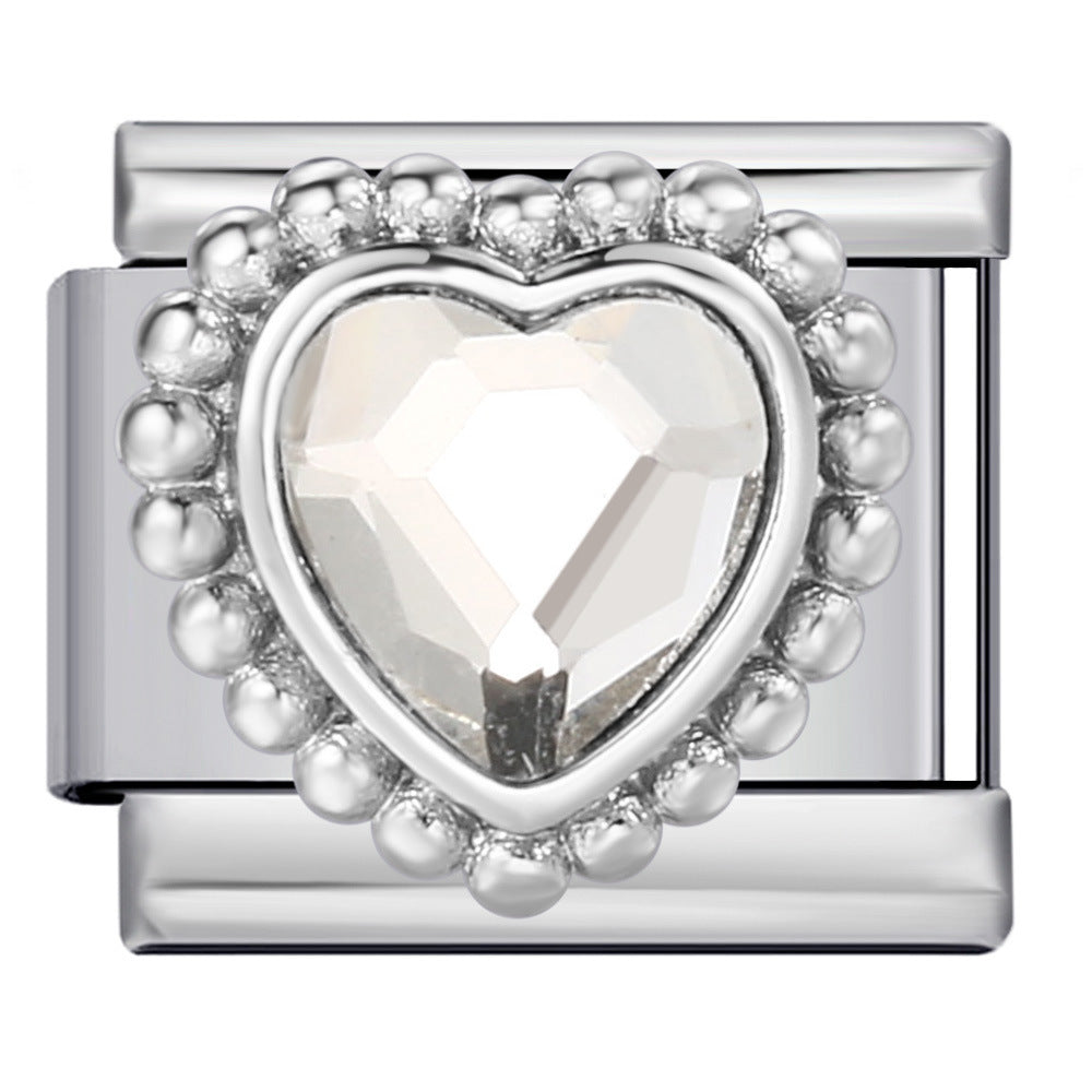 Colorful Zircon Italian Module Bracelet Titanium Steel Welding DIY Elastic Splicing Assembly Bracelet Accessories Wholesale